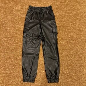 Women’s Black Leather Cargo Pants